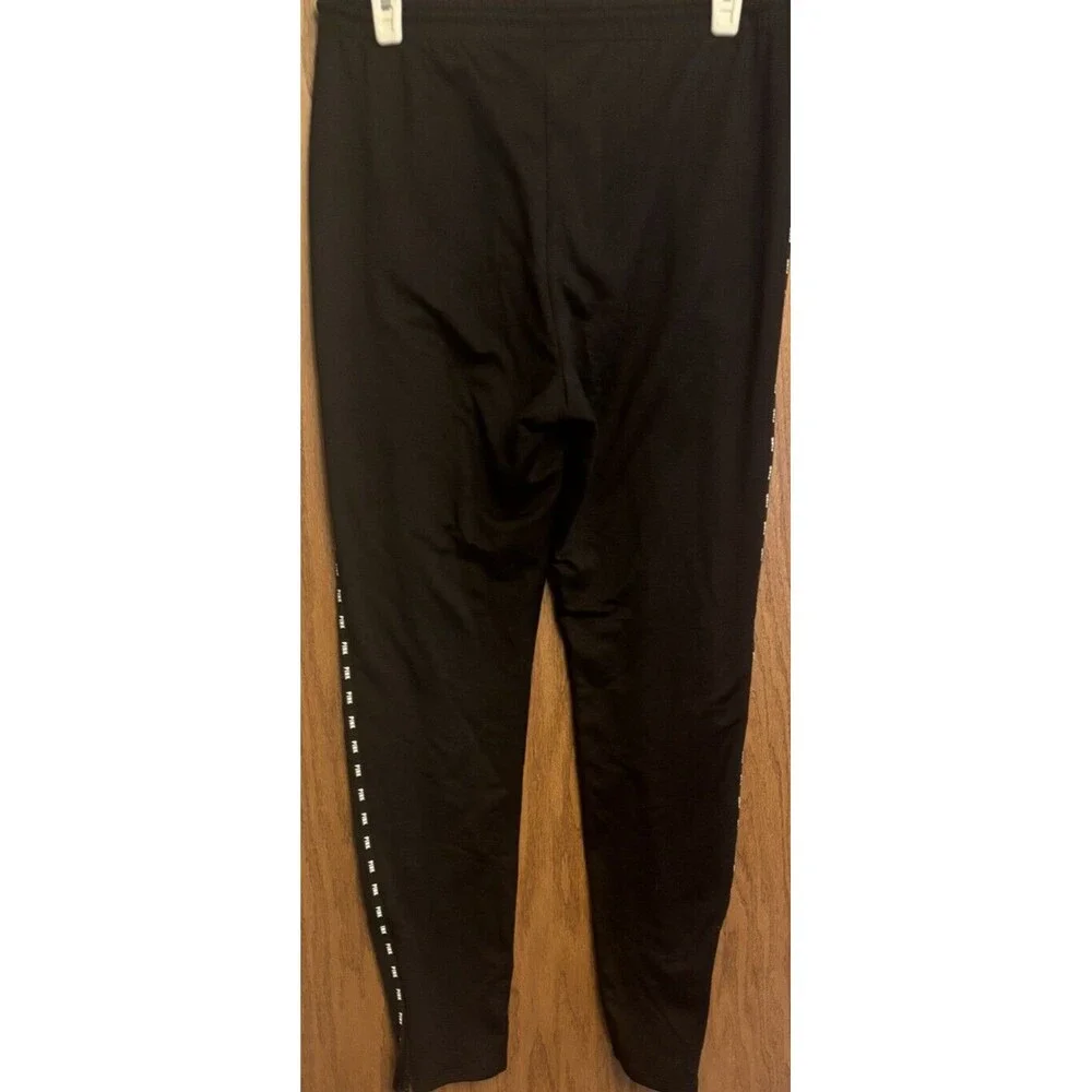 Pink Victoria Secret Tapered Track Pocketed Sweatpants Black Sz M Side Zippers